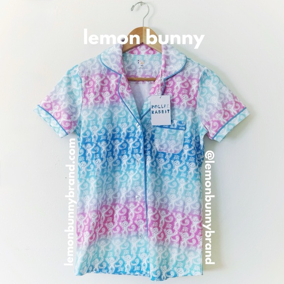 Roller Rabbit Ombre Monkey Polo Pajamas in Multi Cotton Candy Skies Size XS NWT - Picture 3 of 17